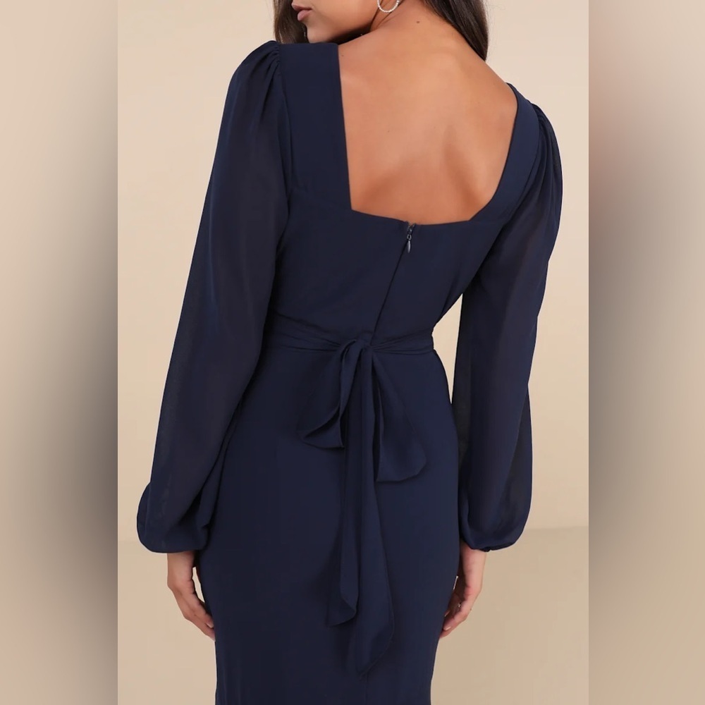 Lulus Tier Elegance Navy Long Sleeve Tiered Maxi Dress - Picture 4 of 7